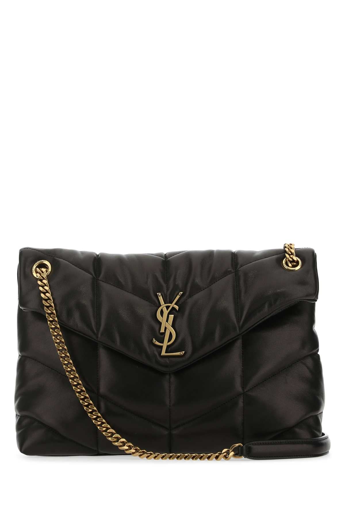 Saint Laurent Women Black Nappa Leather Medium Loulou Shoulder Bag DestGlow