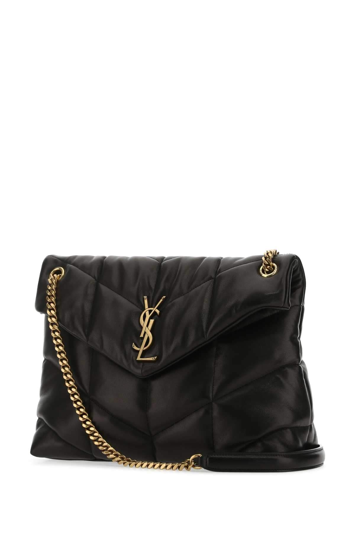 Saint Laurent Women Black Nappa Leather Medium Loulou Shoulder Bag DestGlow