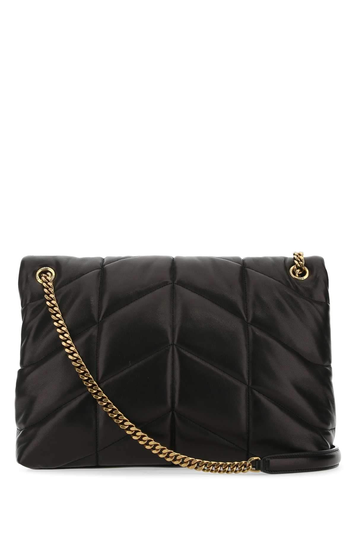 Saint Laurent Women Black Nappa Leather Medium Loulou Shoulder Bag DestGlow