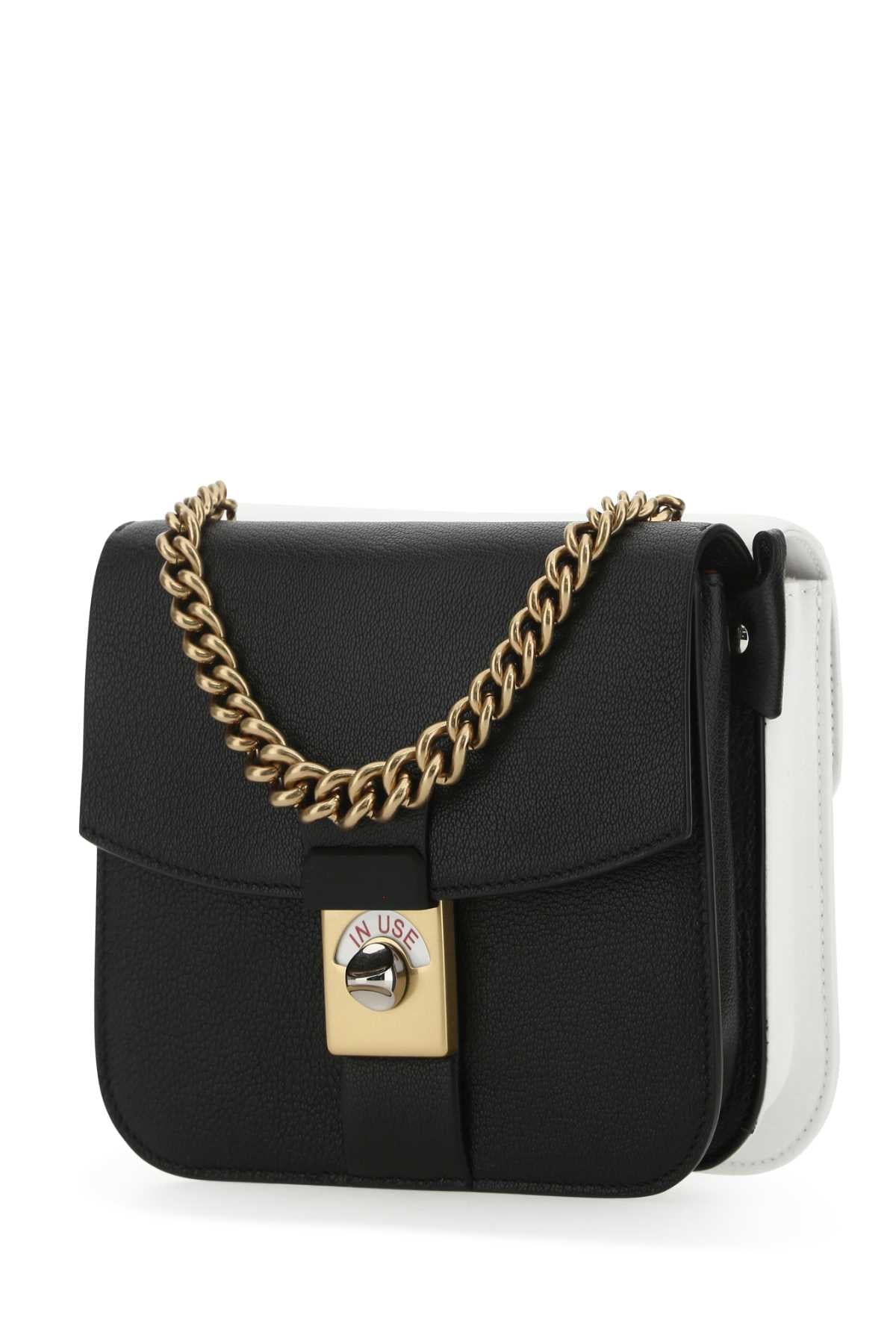 Maison Margiela Women Two-Tone Leather And Cotton New Lock Square Handbag DestGlow