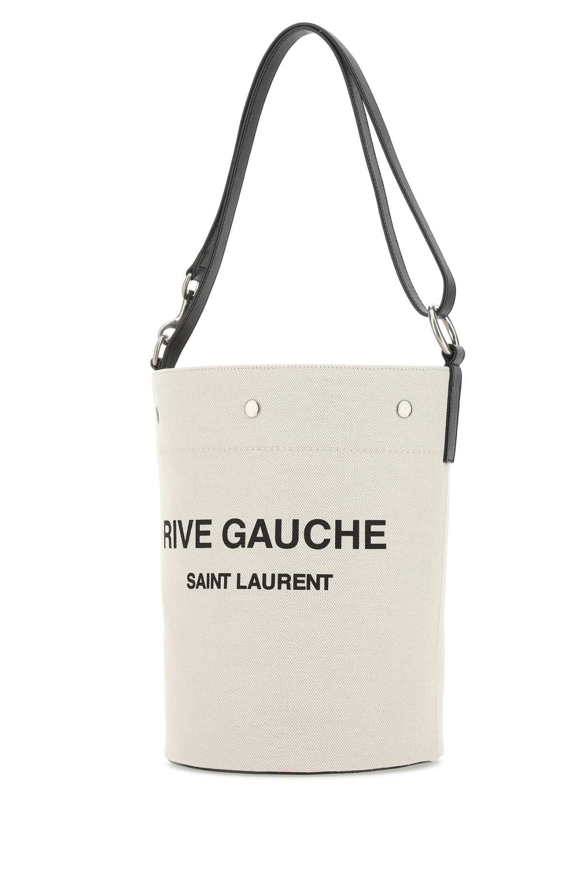 Saint Laurent Men Ivory Canvas Rive Gauche Bucket Bag by Luosophy