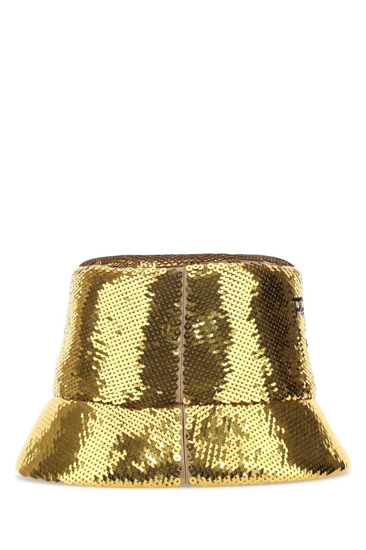 Prada Women Gold Sequins Bucket Hat DestGlow
