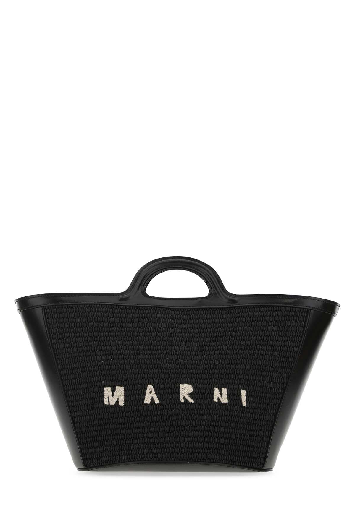 Marni Women Black Leather And Raffia Small Tropicalia Summer Handbag DestGlow