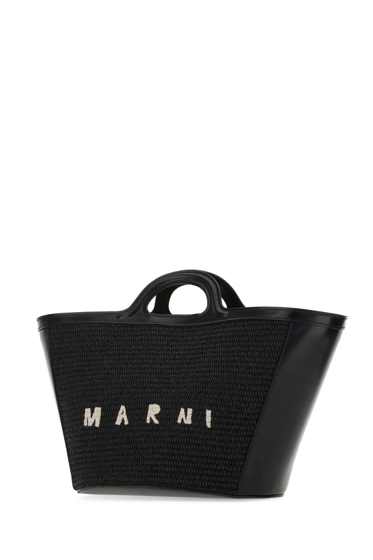 Marni Women Black Leather And Raffia Small Tropicalia Summer Handbag DestGlow