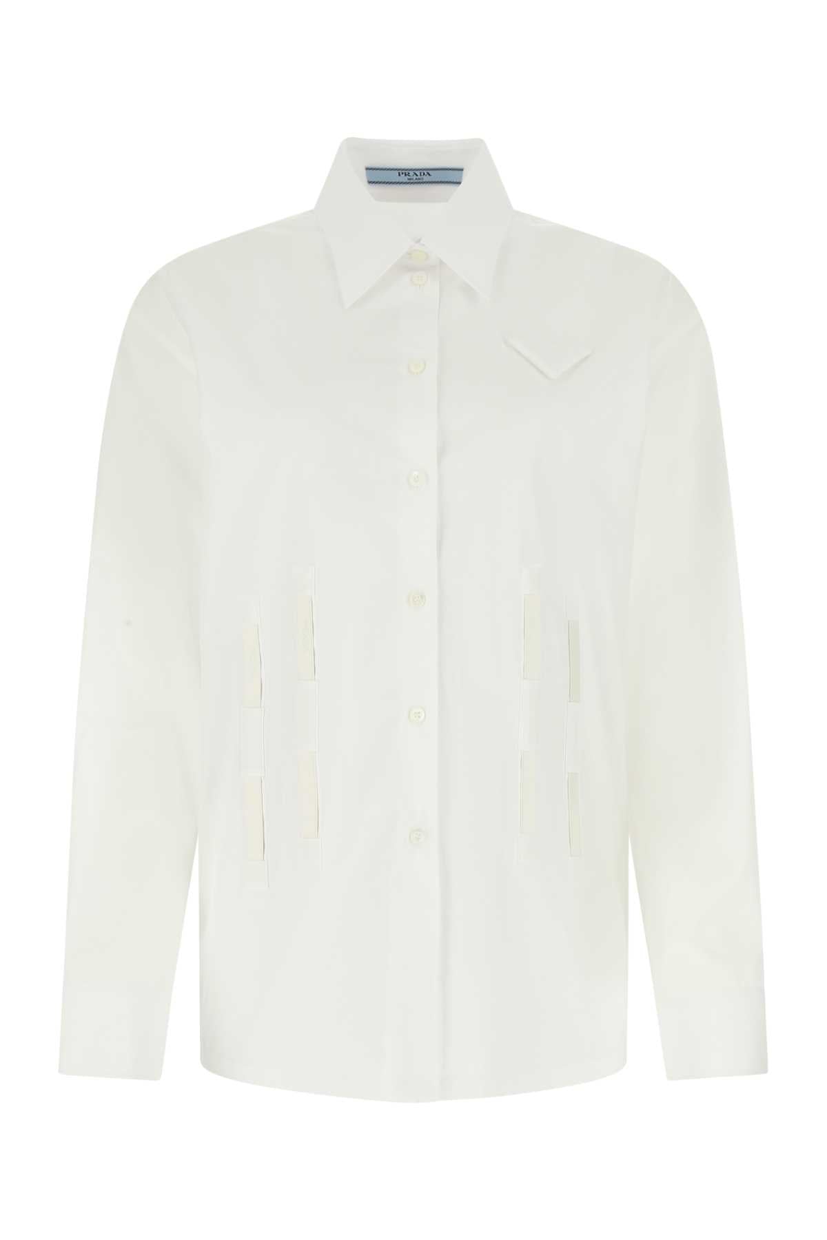 Prada Women White Poplin Oversize Shirt by Luosophy