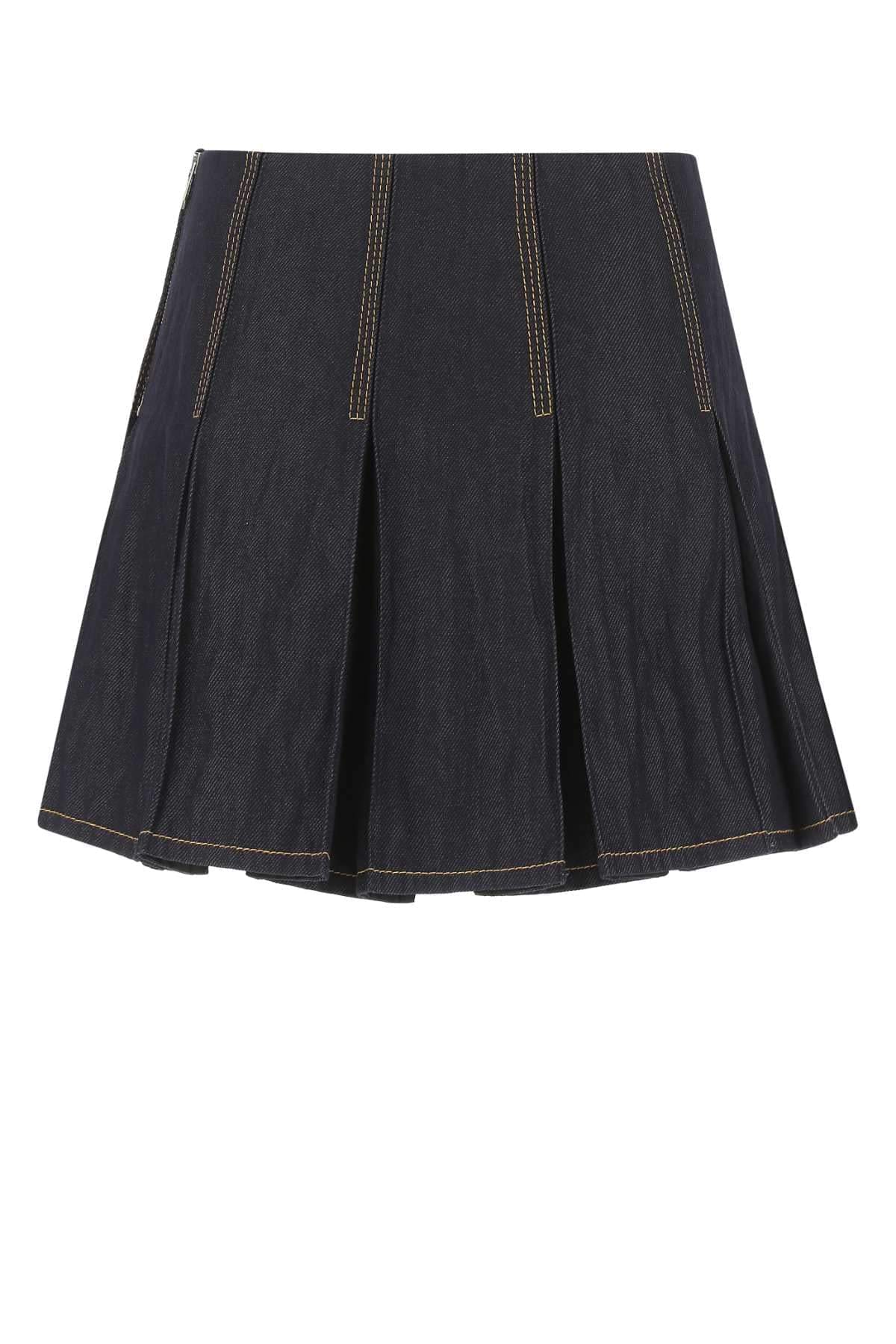 Bottega Veneta Women Dark Blue Denim Mini Skirt DestGlow