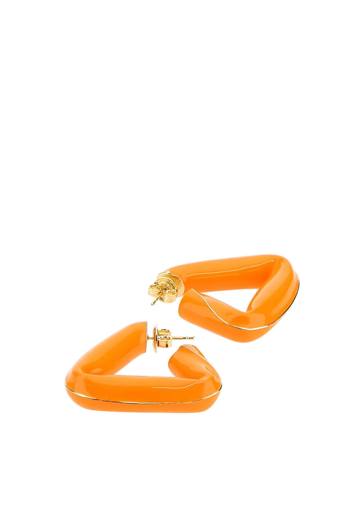 Bottega Veneta Women Orange 925 Silver Fold Earrings DestGlow