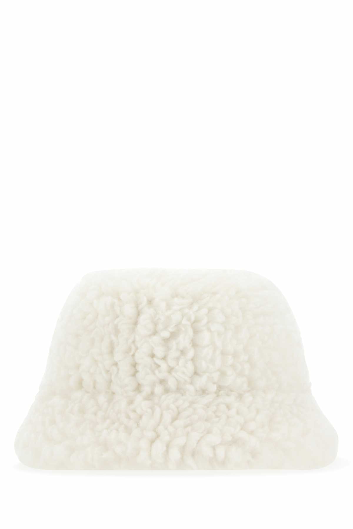Prada Women Ivory Eco Shearling Hat DestGlow