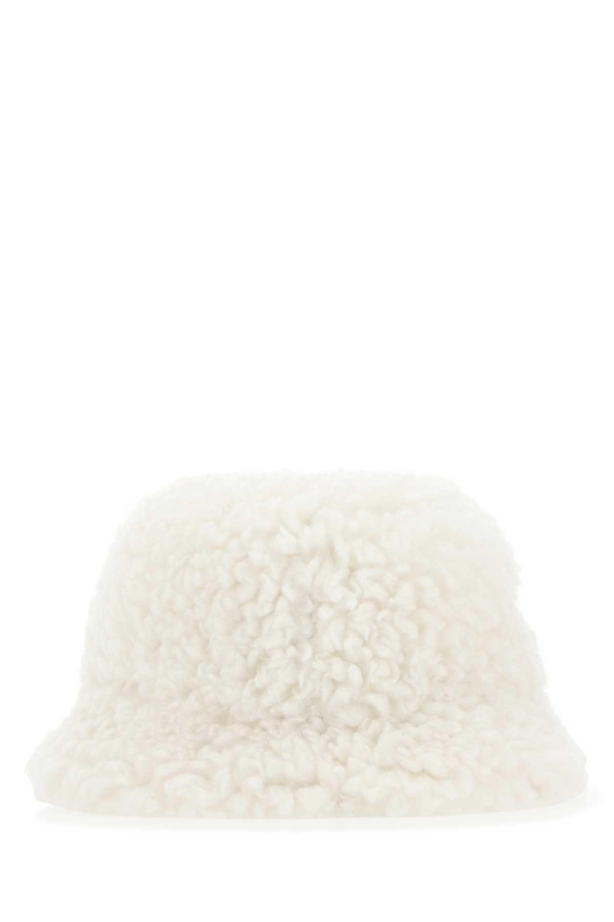 Prada Women Ivory Eco Shearling Hat DestGlow