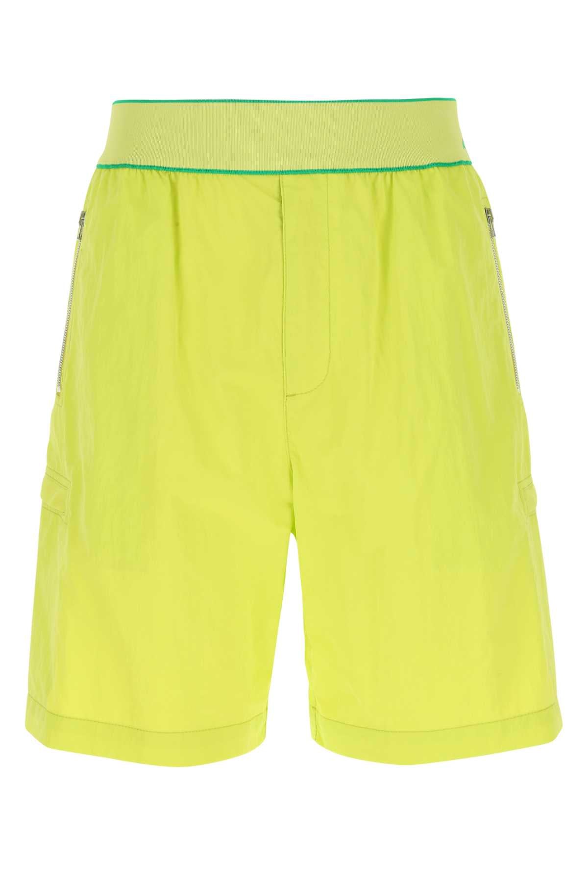 Bottega Veneta Men Acid Green Nylon Bermuda Shorts by Luosophy
