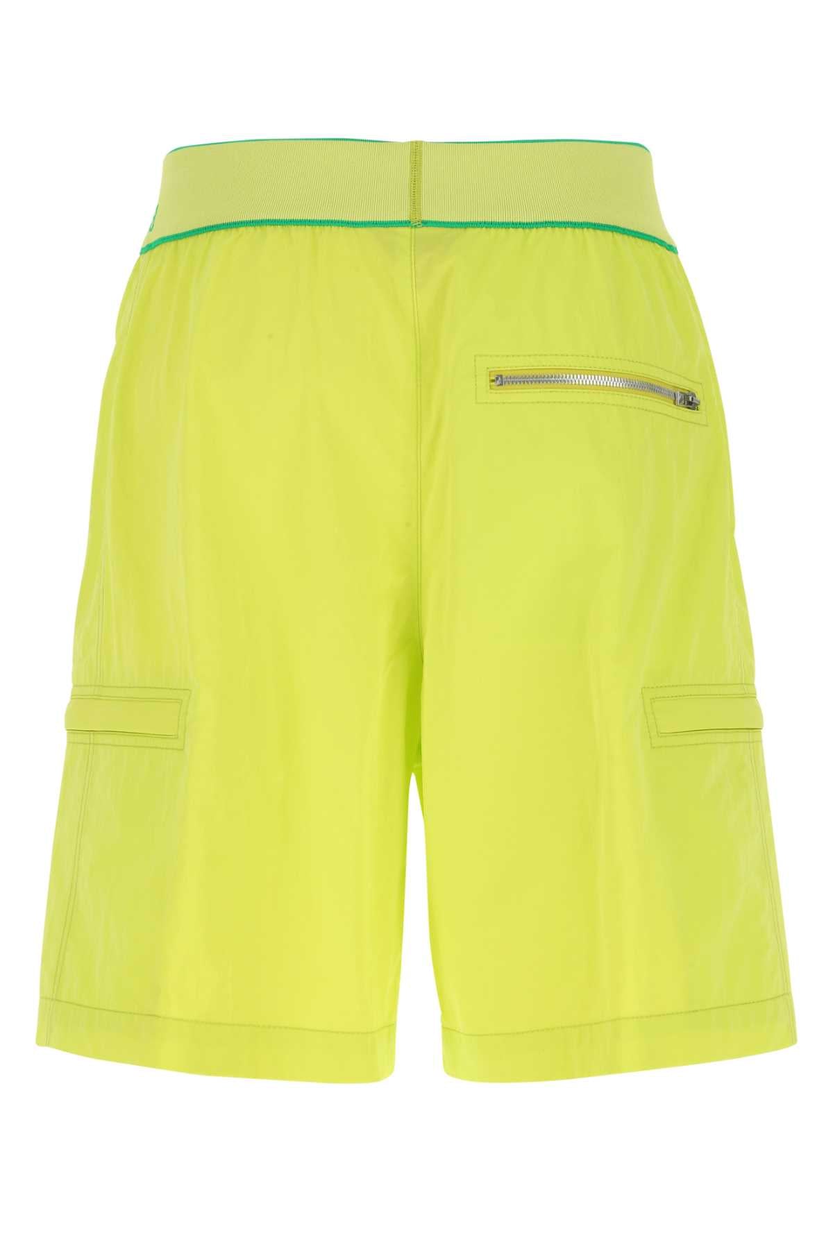 Bottega Veneta Men Acid Green Nylon Bermuda Shorts by Luosophy