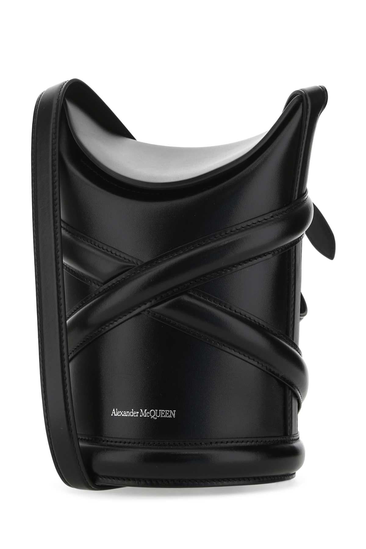 Alexander Mcqueen Women Black Leather The Curve Bucket Bag - DestGlow