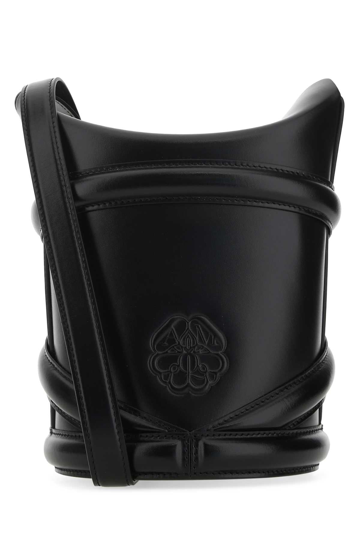 Alexander Mcqueen Women Black Leather The Curve Bucket Bag by Luosophy