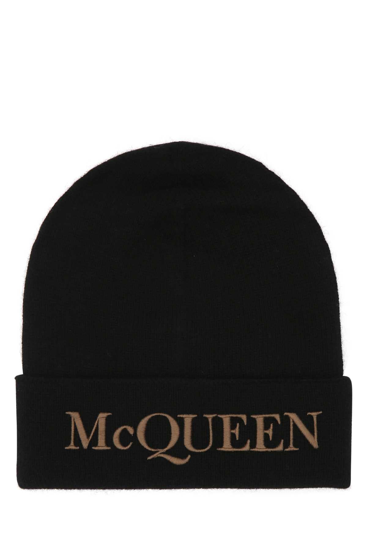 Alexander Mcqueen Men Black Cashmere Beanie Hat DestGlow