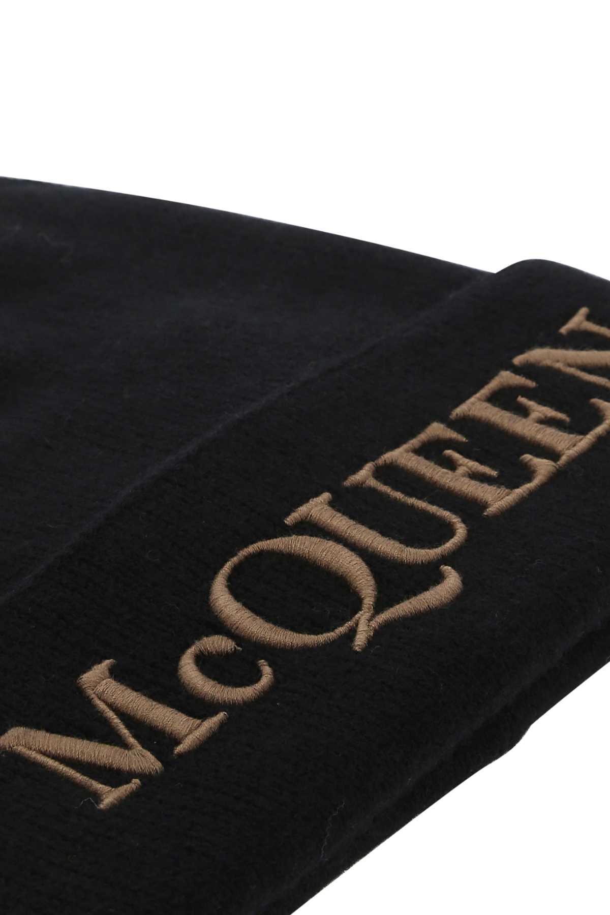 Alexander Mcqueen Men Black Cashmere Beanie Hat DestGlow