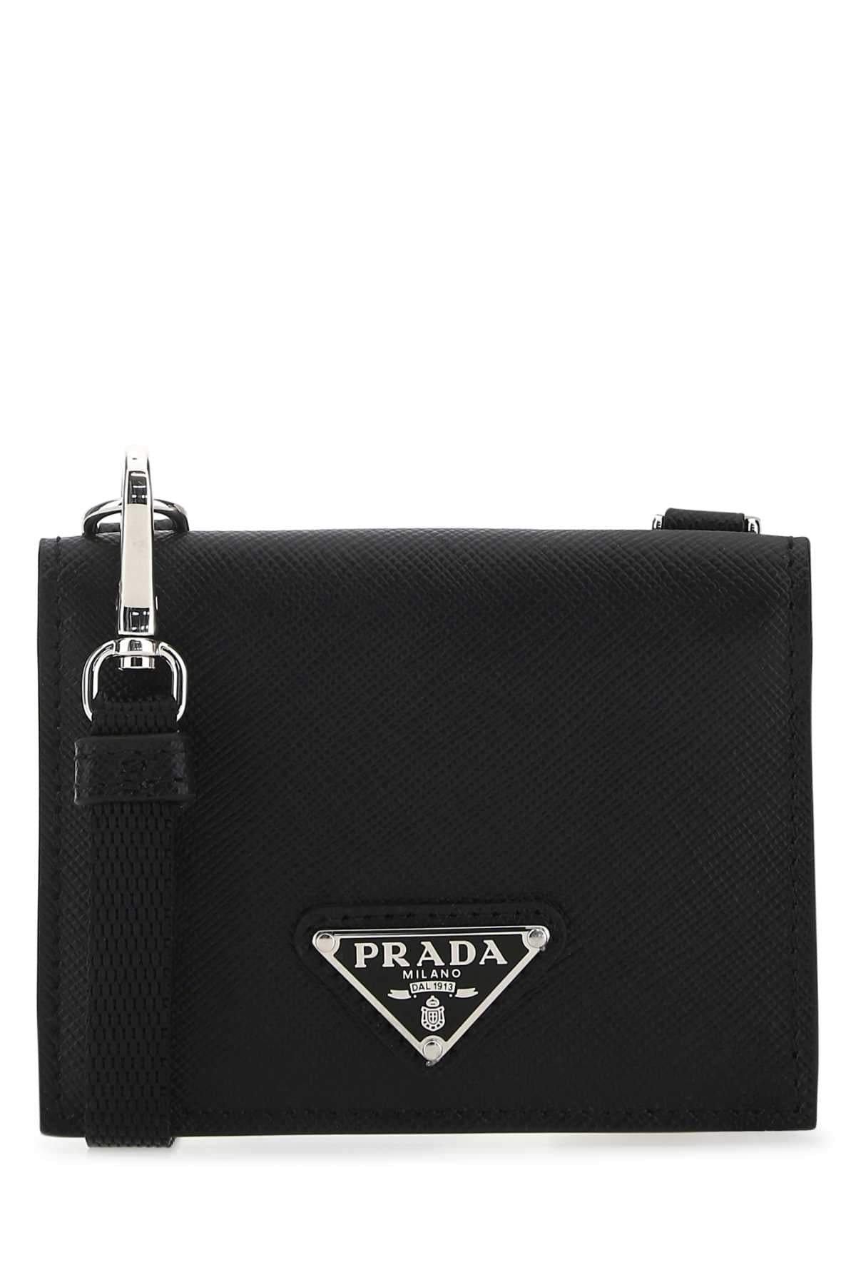 Prada Men Black Leather Cardholder DestGlow
