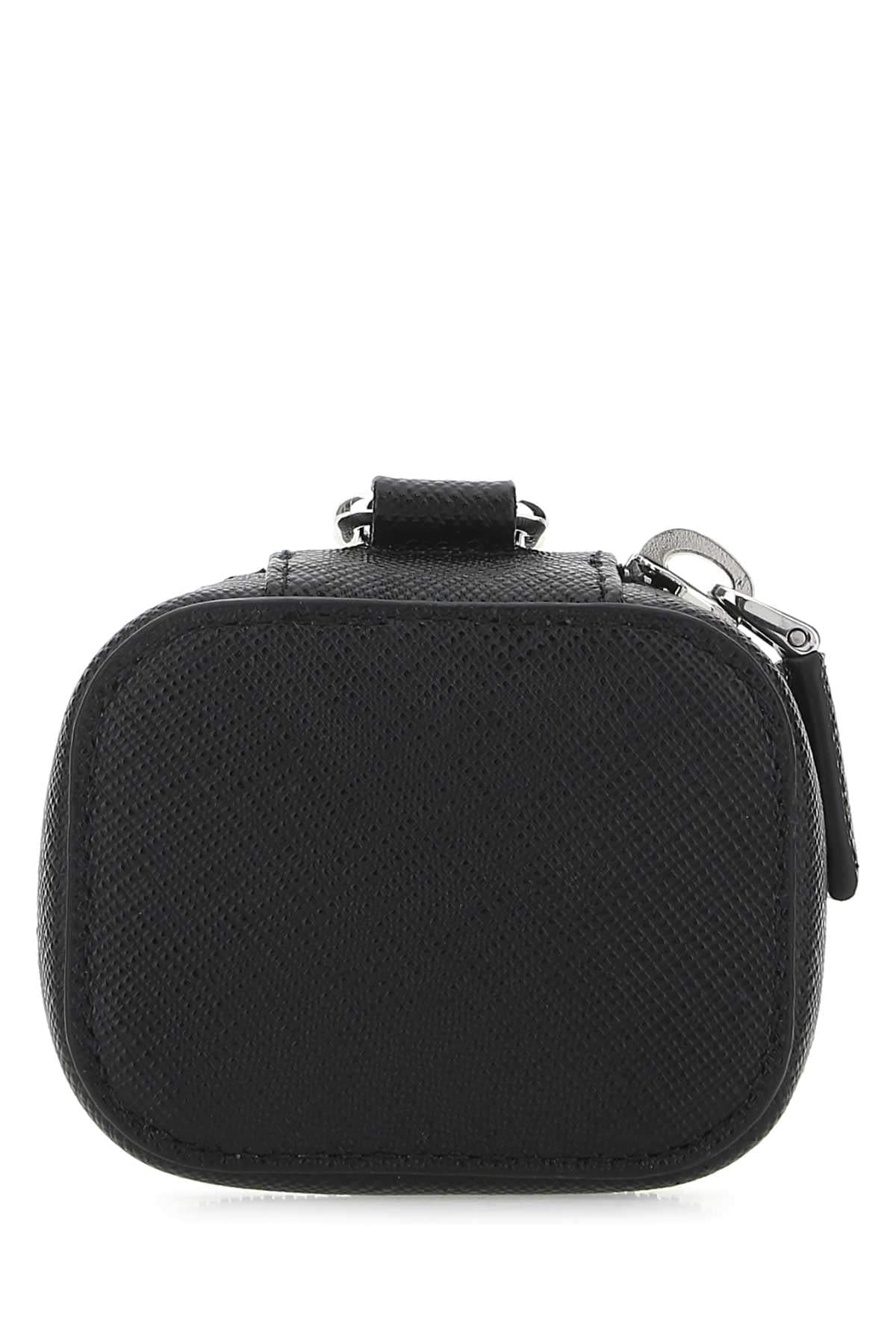 Prada Men Black Leather Air Pods Case DestGlow