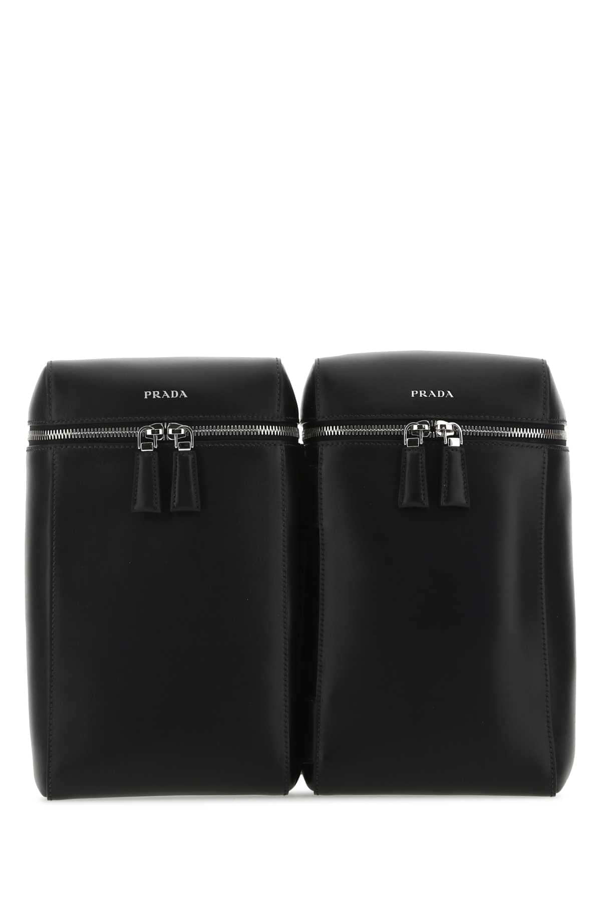 Prada Men Black Leather Backpack DestGlow