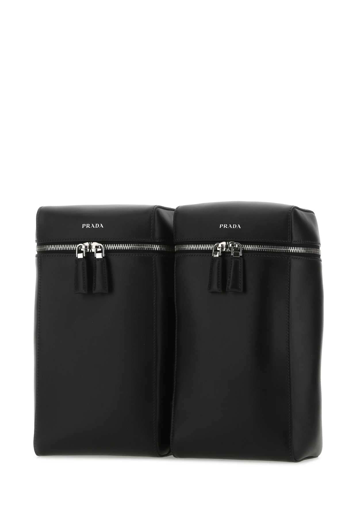 Prada Men Black Leather Backpack DestGlow
