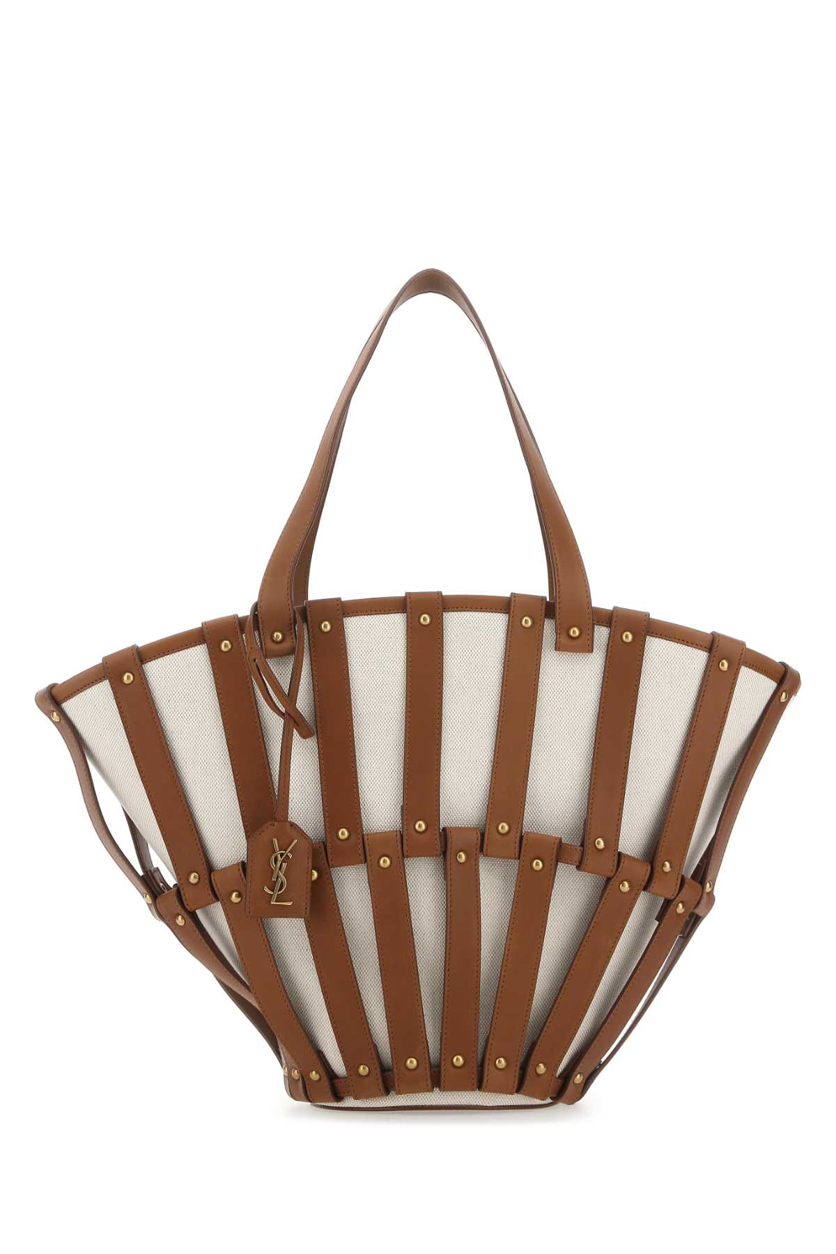 Saint Laurent Women Two-Tone Canvas And Leather Medium Beatrix Shopping Bag by Luosophy