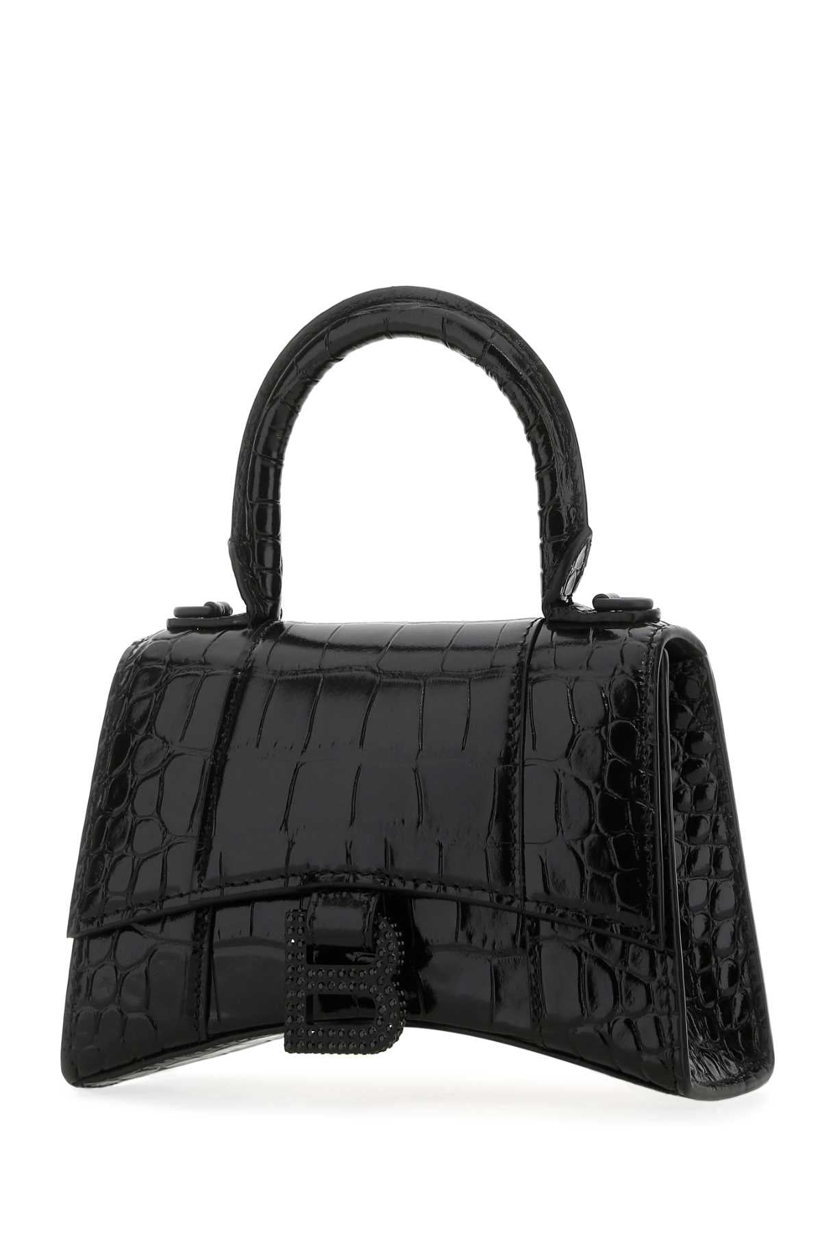 Balenciaga Women Black Leather Xs Hourglass Handbag DestGlow