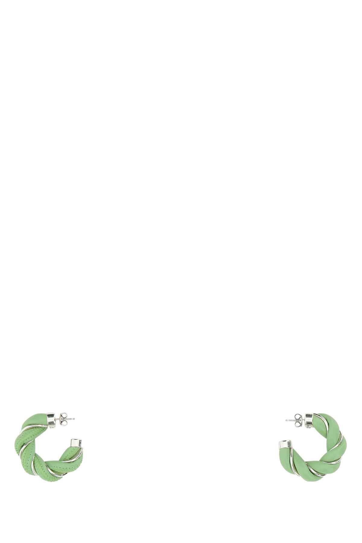 Bottega Veneta Women Pastel Green Nappa Leather And 925 Silver Earrings DestGlow