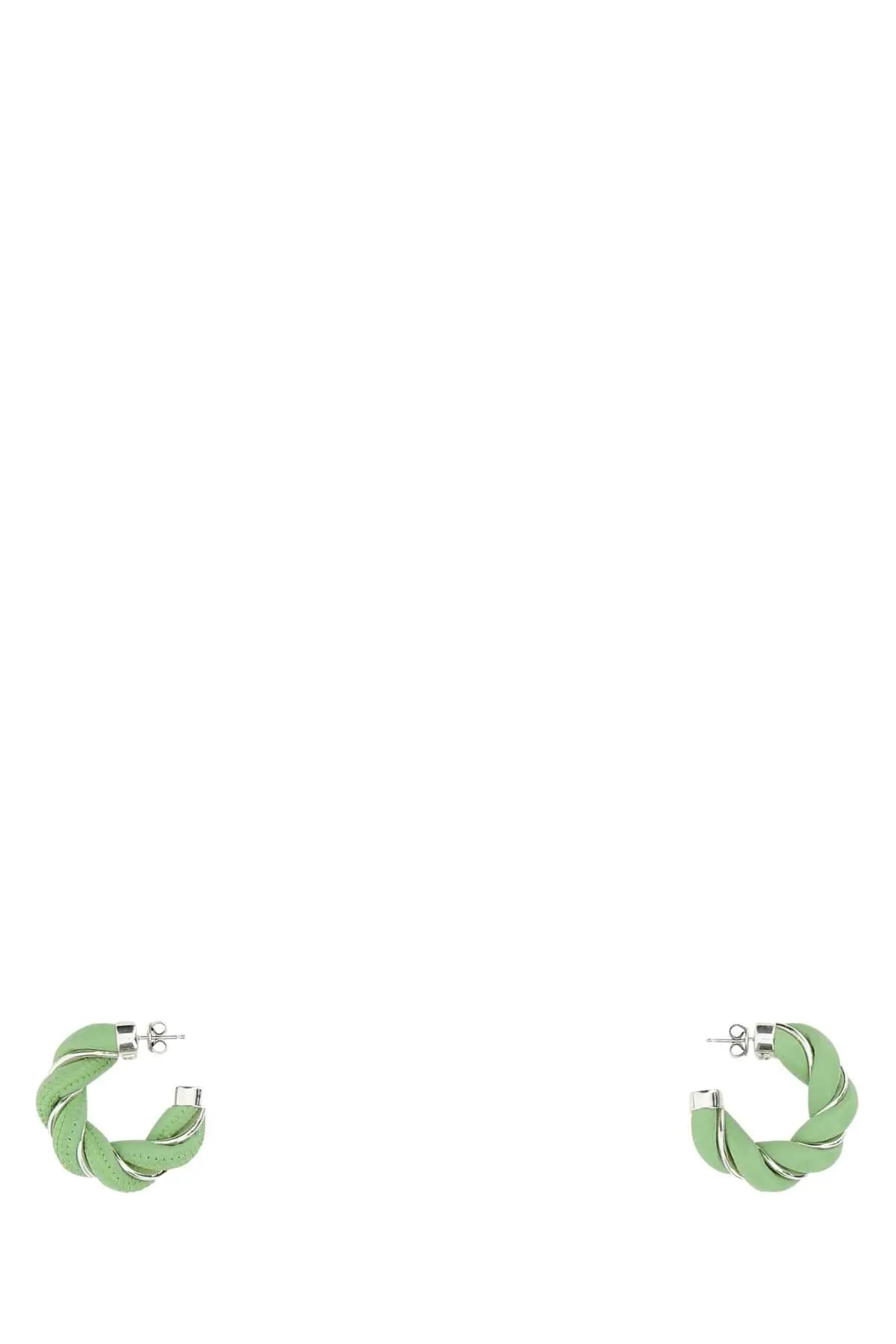 Bottega Veneta Women Pastel Green Nappa Leather And 925 Silver Earrings