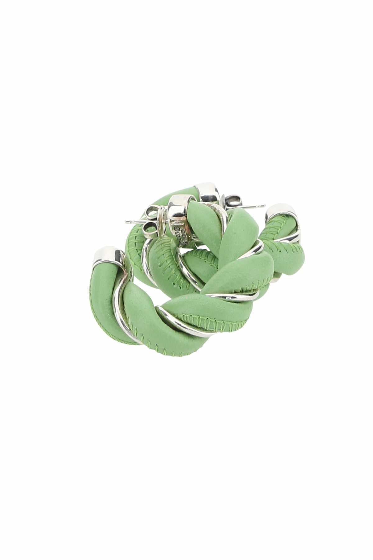 Bottega Veneta Women Pastel Green Nappa Leather And 925 Silver Earrings DestGlow