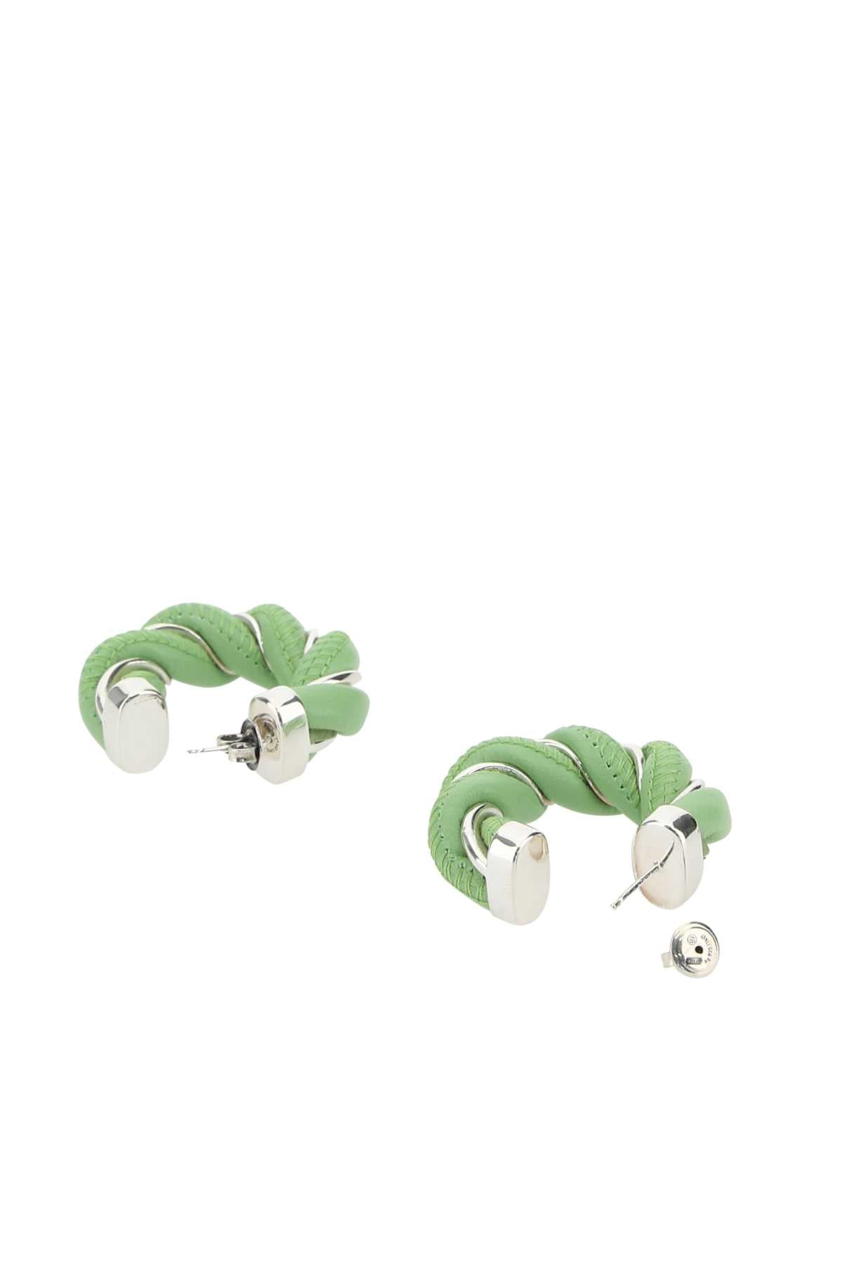 Bottega Veneta Women Pastel Green Nappa Leather And 925 Silver Earrings DestGlow