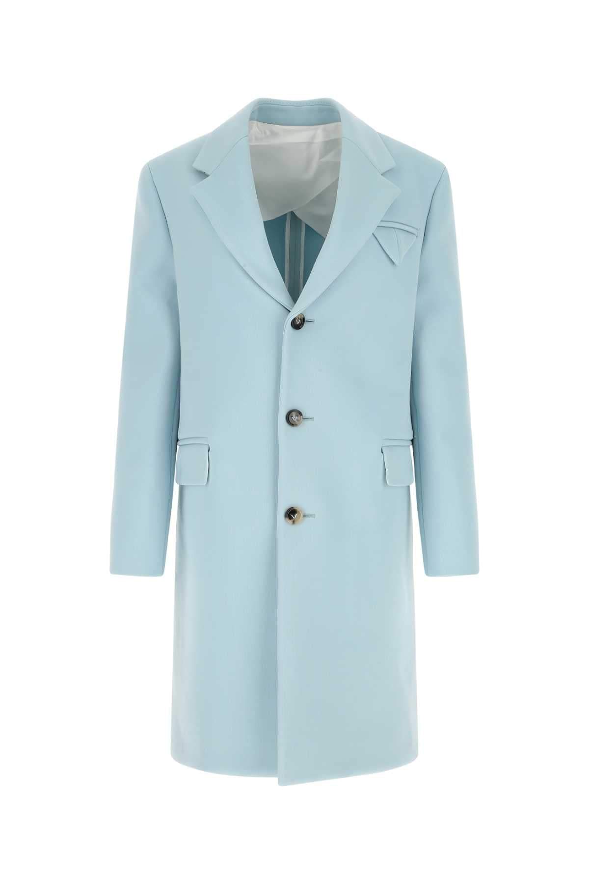 Bottega Veneta Women Pastel Light-Blue Tricotine Coat DestGlow