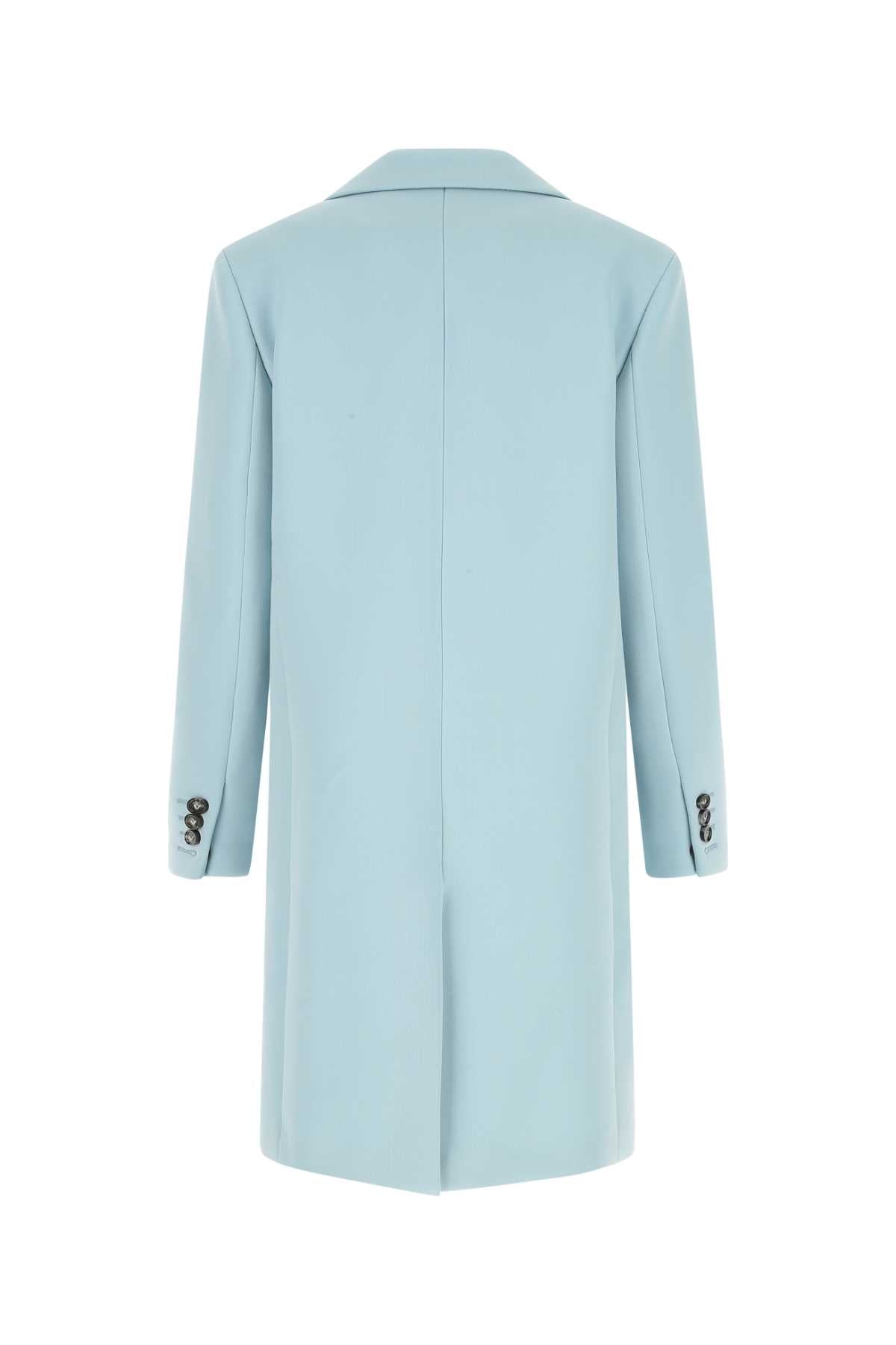 Bottega Veneta Women Pastel Light-Blue Tricotine Coat DestGlow