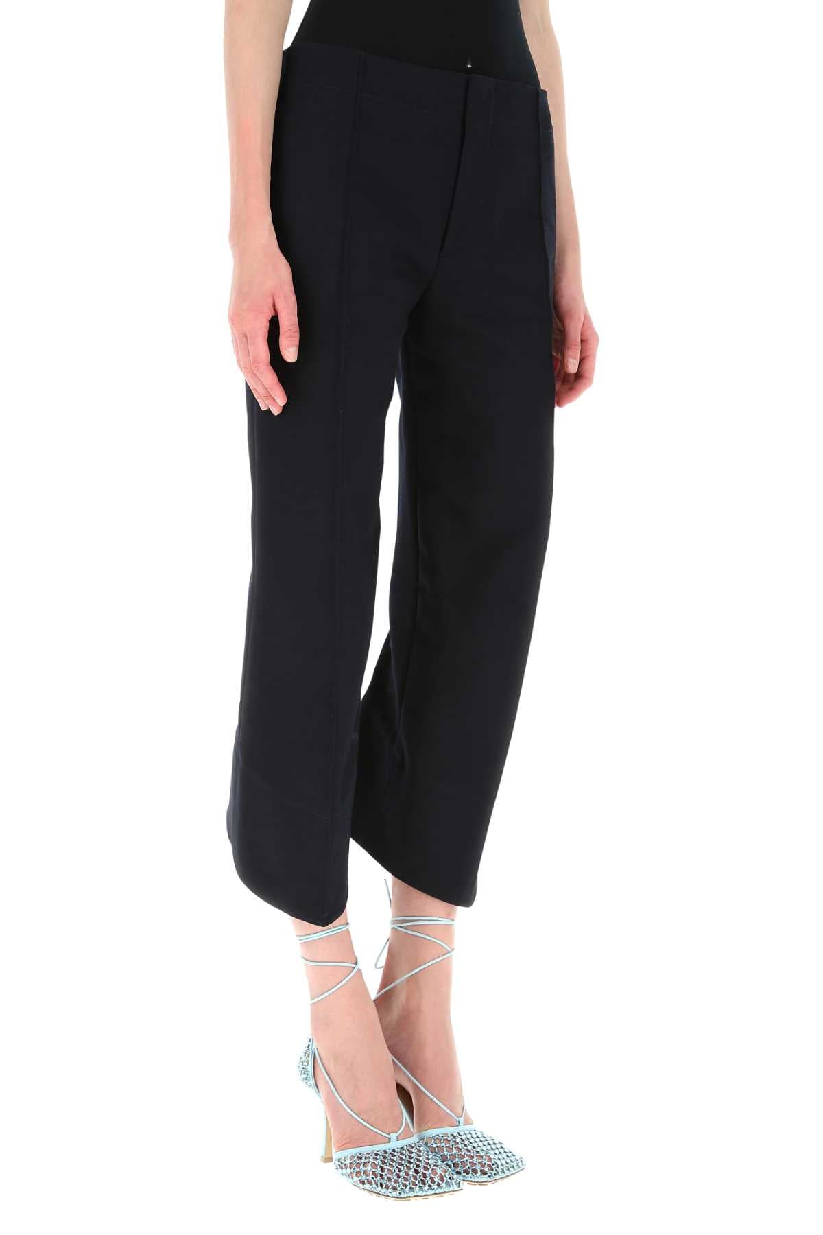 Bottega Veneta Women Midnight Blue Cotton Cropped Cut Pant DestGlow