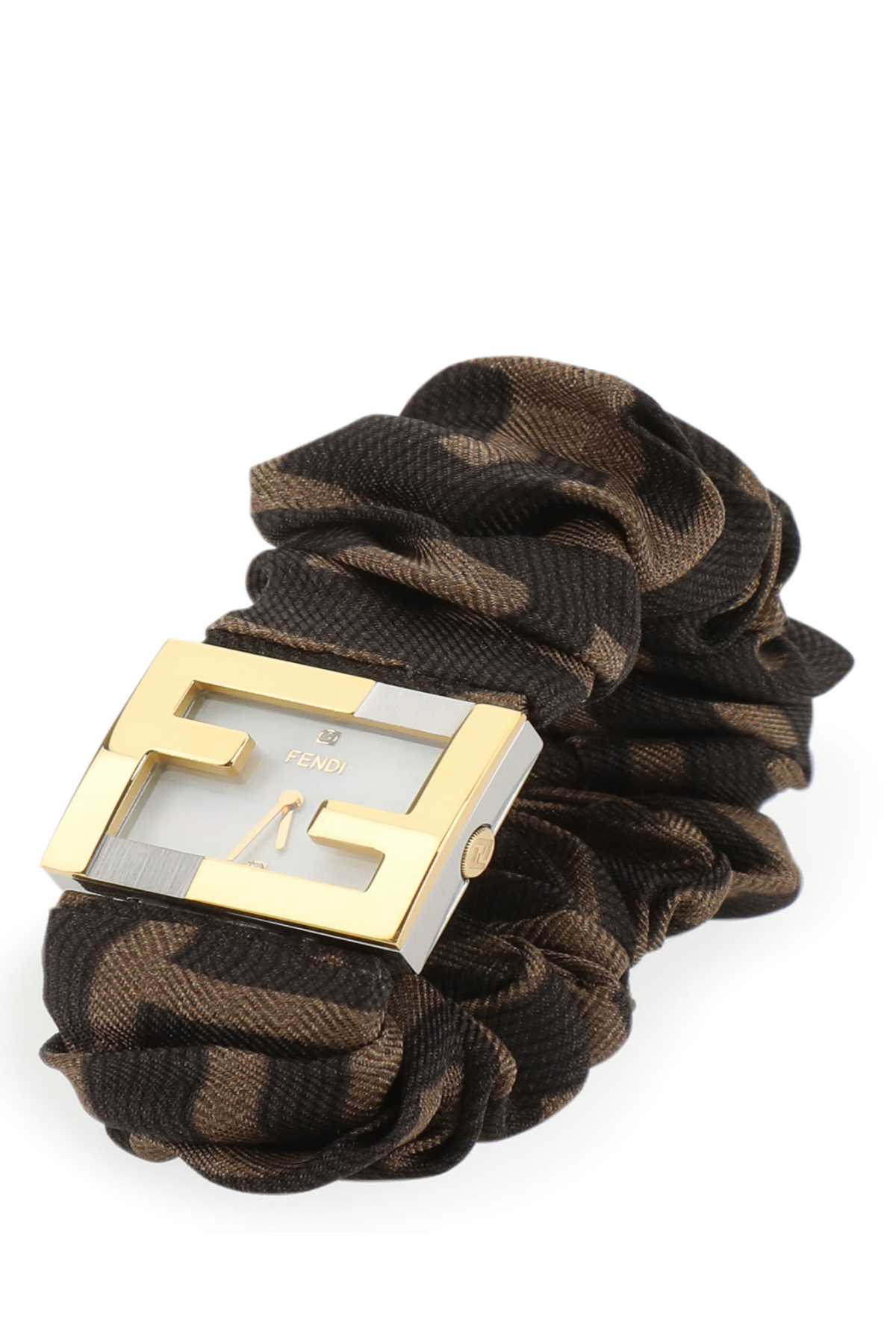 Fendi Women Stainless Steel And Embroidered Nylon Fendimania Baguette Watch DestGlow