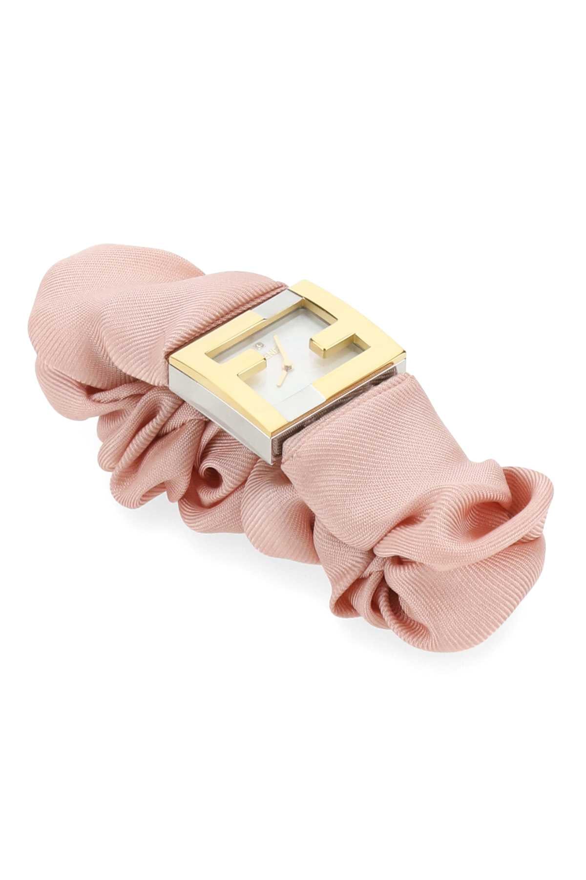 Fendi Women Stainless Steel And Pink Nylon Fendimania Baguette Watch DestGlow