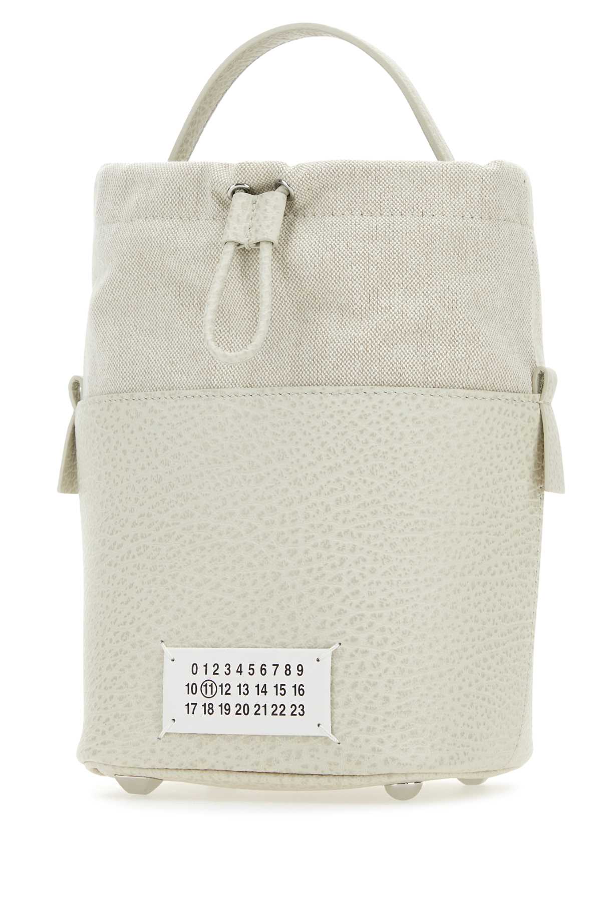 Maison Margiela Women Chalk Leather And Canvas Mini 5Ac Bucket Bag DestGlow
