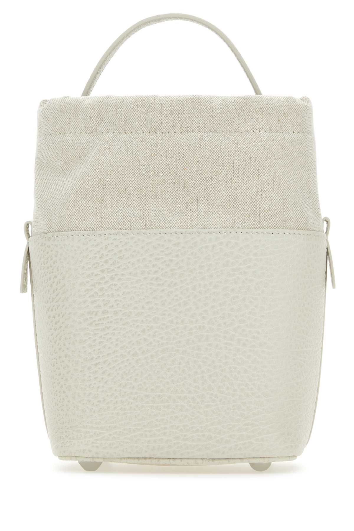 Maison Margiela Women Chalk Leather And Canvas Mini 5Ac Bucket Bag by Luosophy
