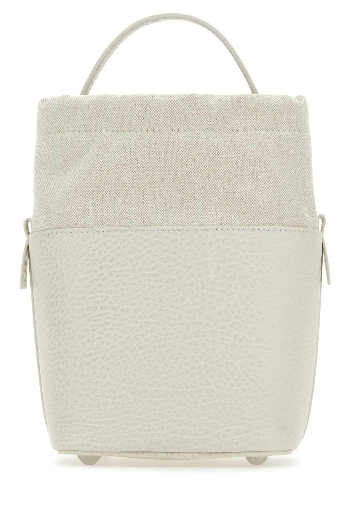 Maison Margiela Women Chalk Leather And Canvas Mini 5Ac Bucket Bag DestGlow