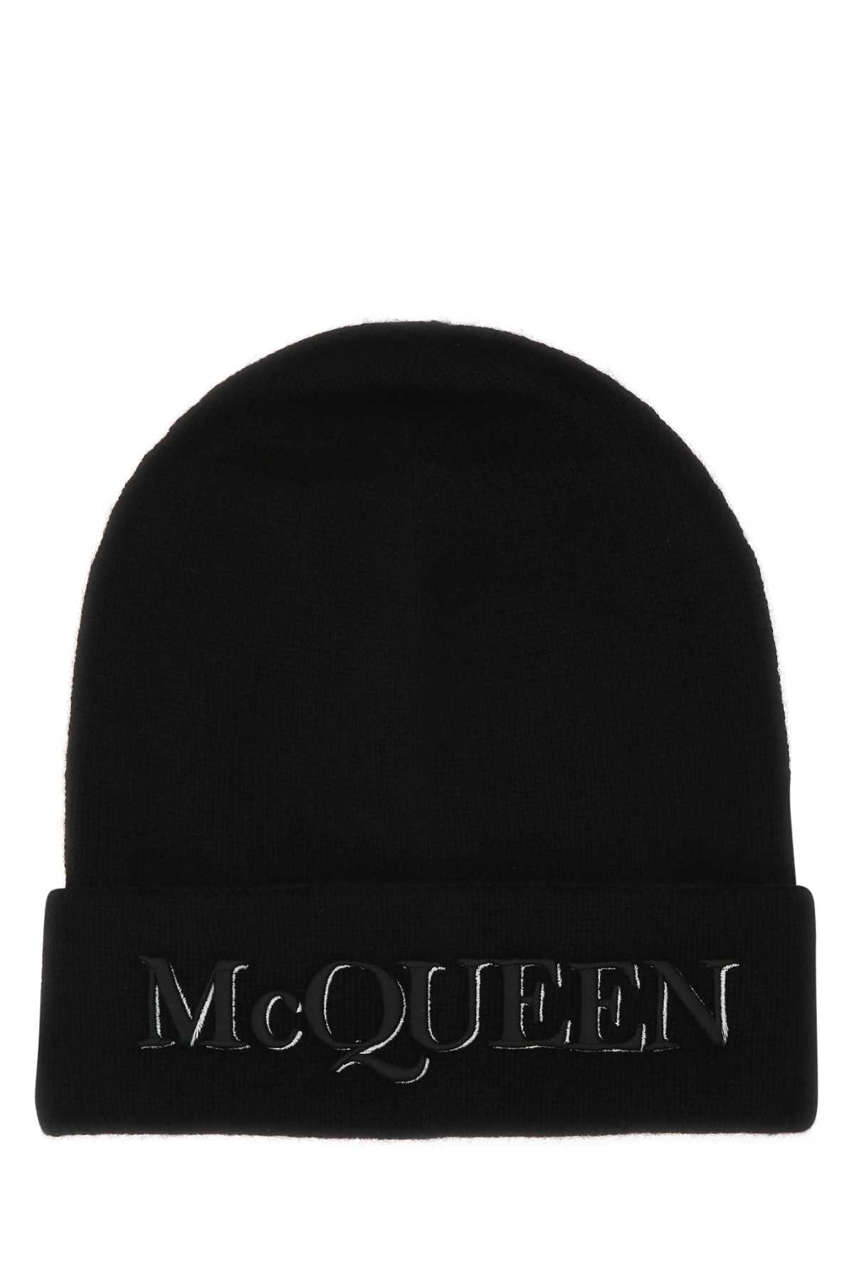 Alexander Mcqueen Men Black Cashmere Beanie Hat DestGlow