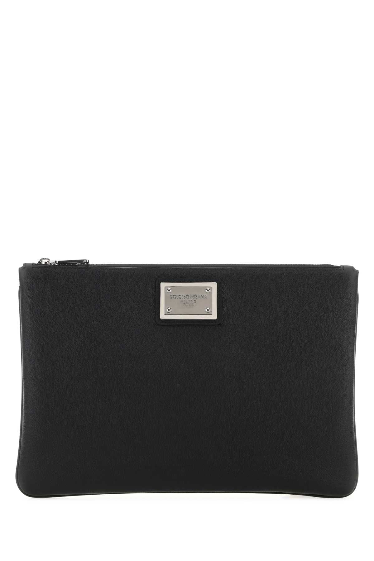 Dolce & Gabbana Men Black Leather And Nylon Pouch DestGlow