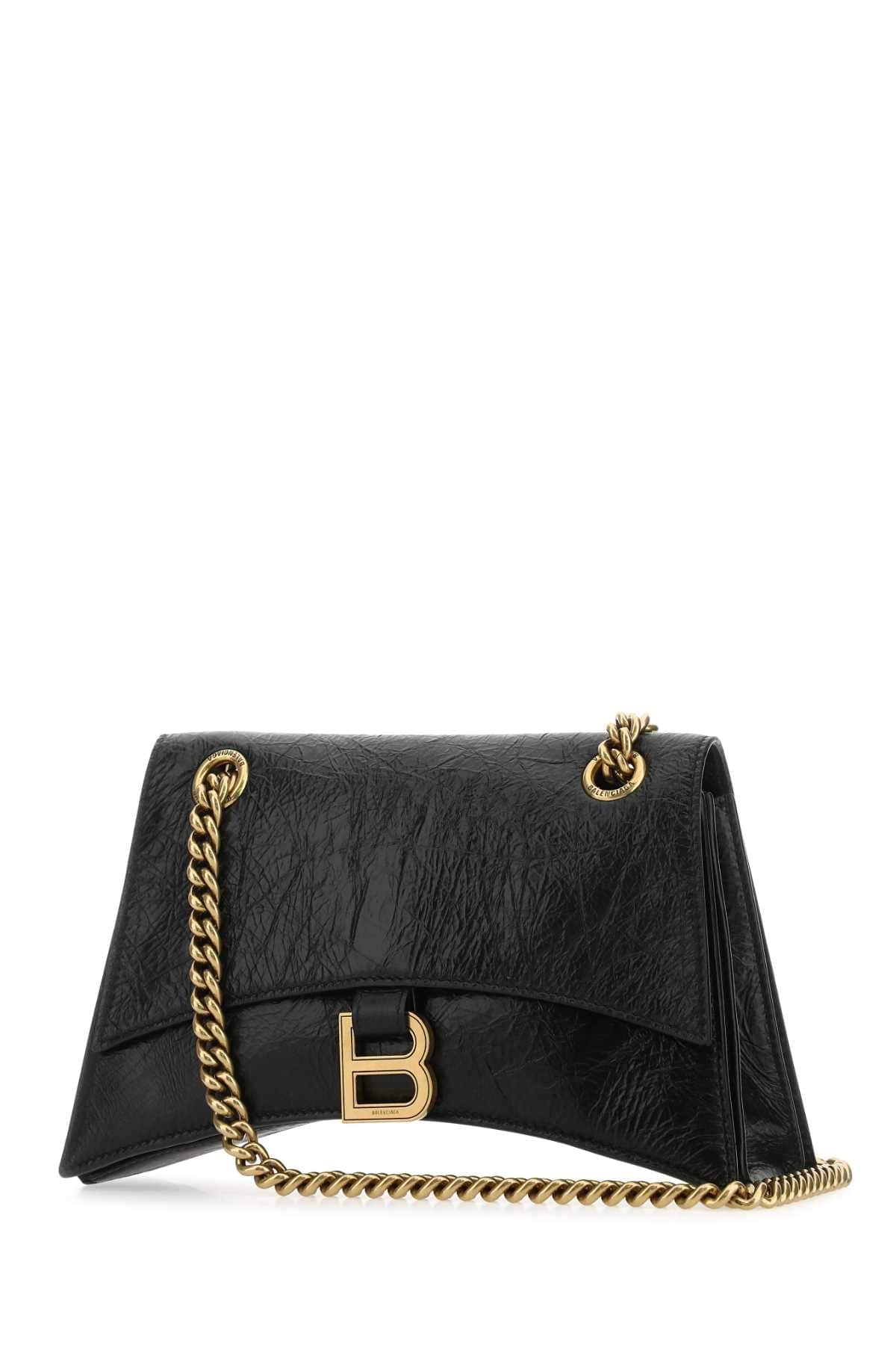 Balenciaga Women Black Leather Crush S Shoulder Bag DestGlow