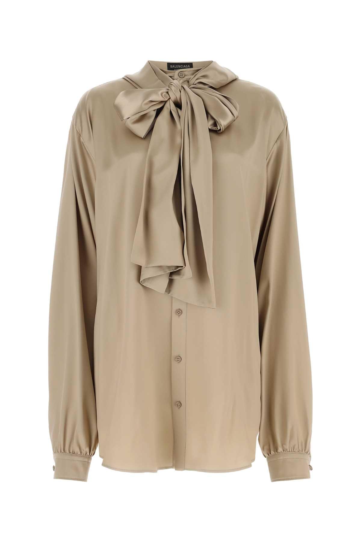 Balenciaga Women Cappuccino Satin Oversize Shirt DestGlow