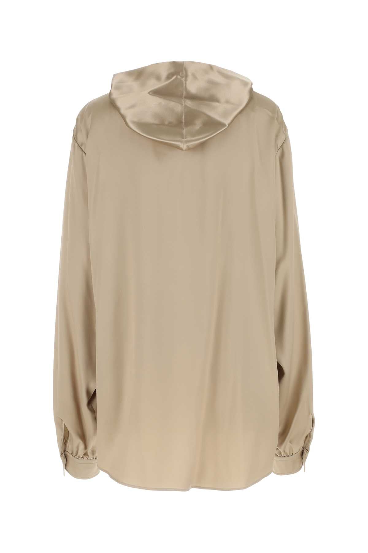 Balenciaga Women Cappuccino Satin Oversize Shirt DestGlow