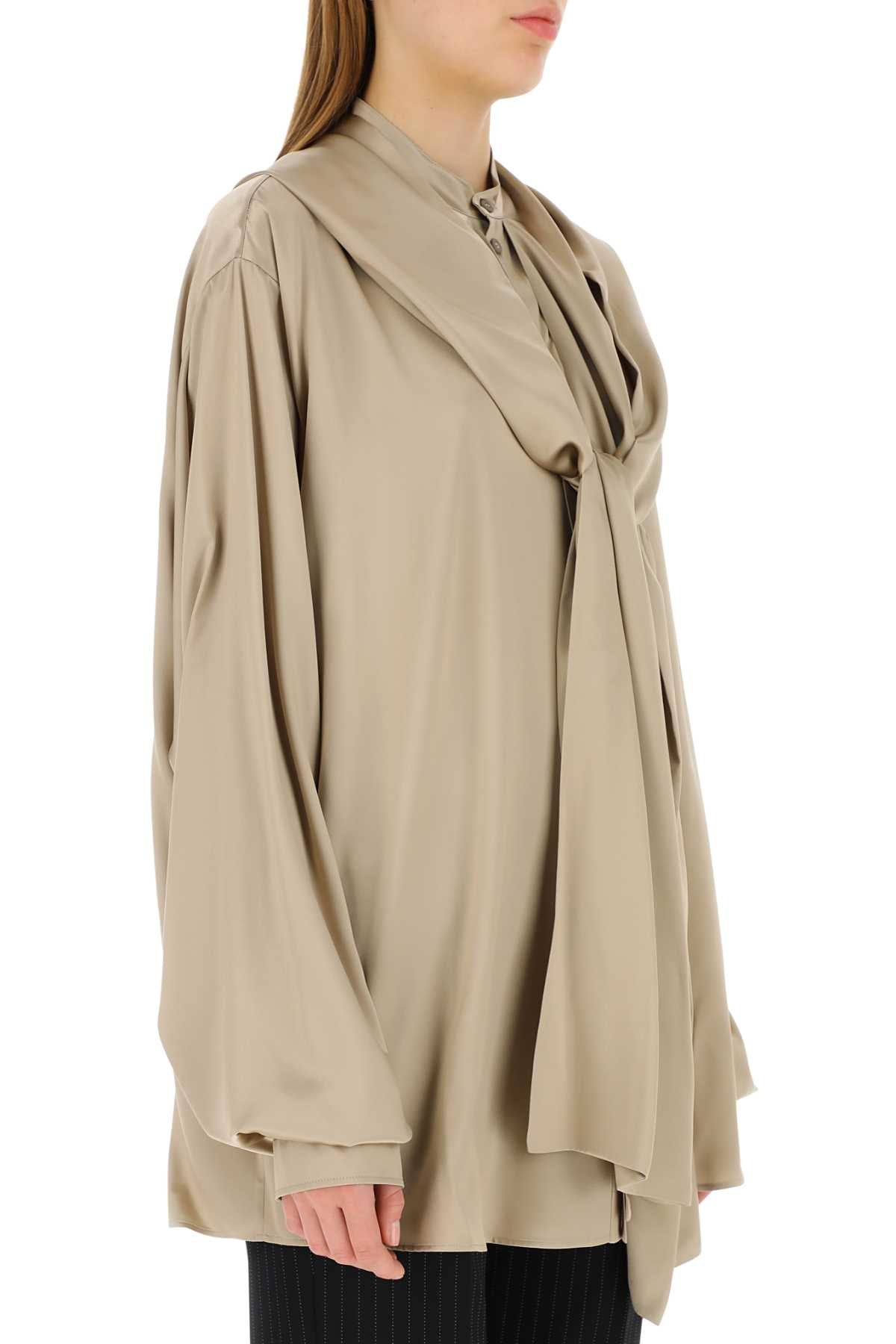 Balenciaga Women Cappuccino Satin Oversize Shirt DestGlow