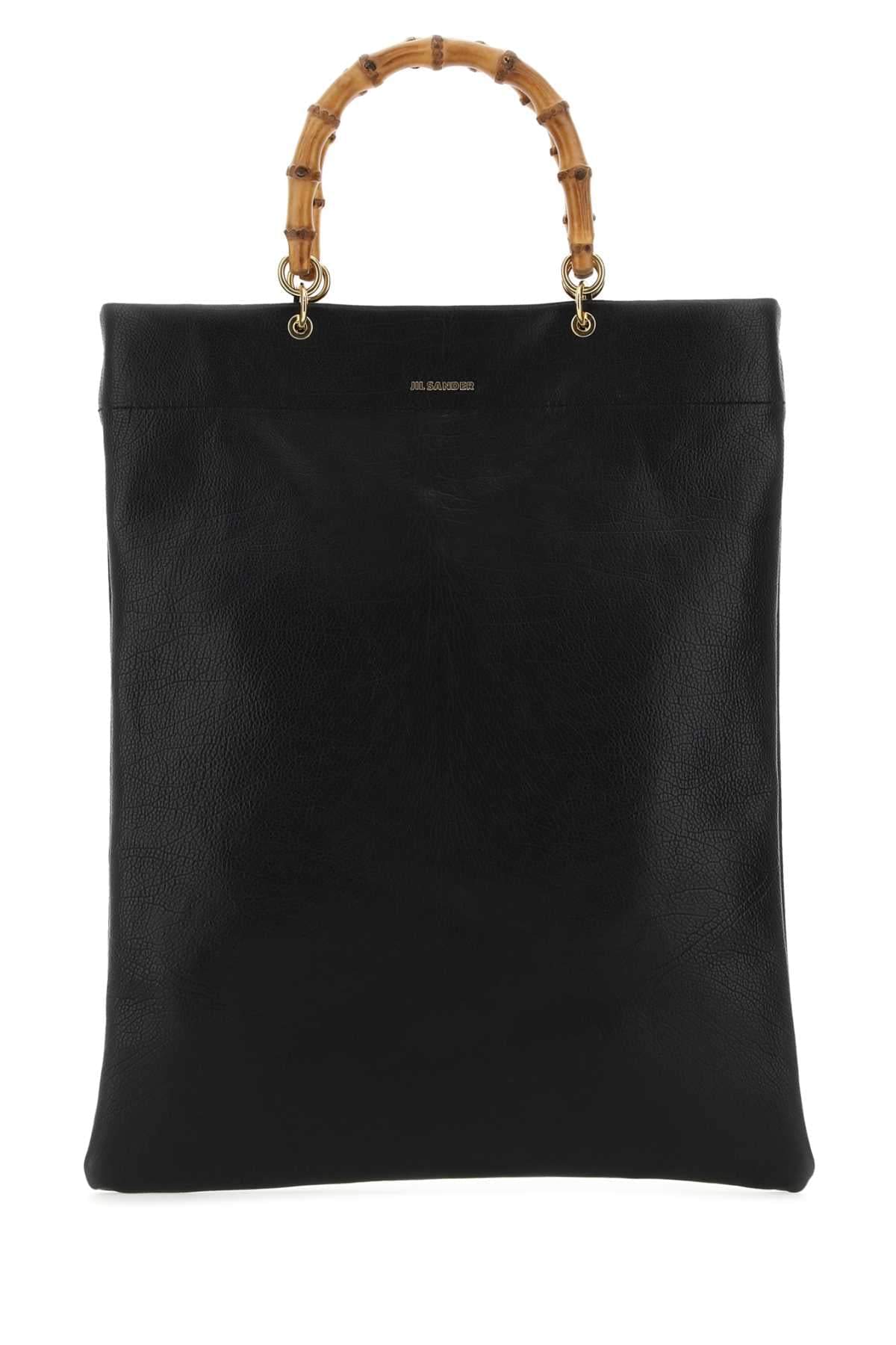 Jil Sander Women Black Leather Medium Shopping Bag DestGlow