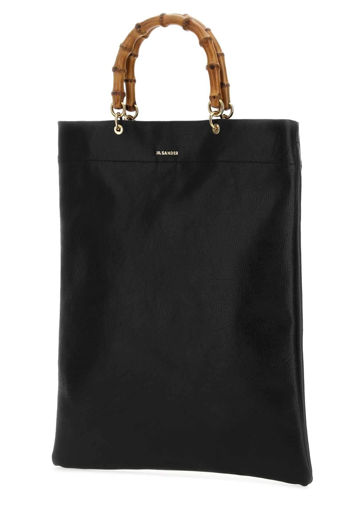 Jil Sander Women Black Leather Medium Shopping Bag DestGlow