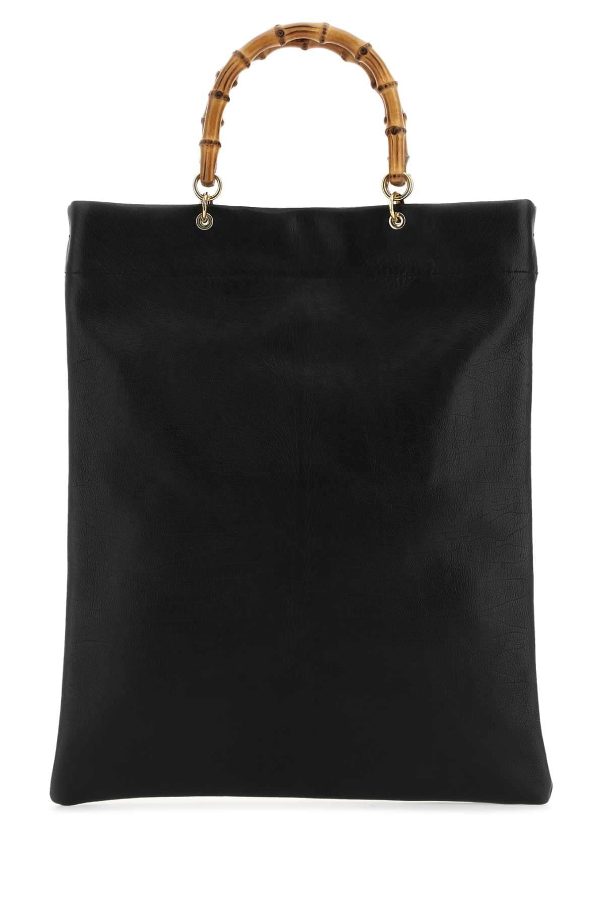 Jil Sander Women Black Leather Medium Shopping Bag DestGlow