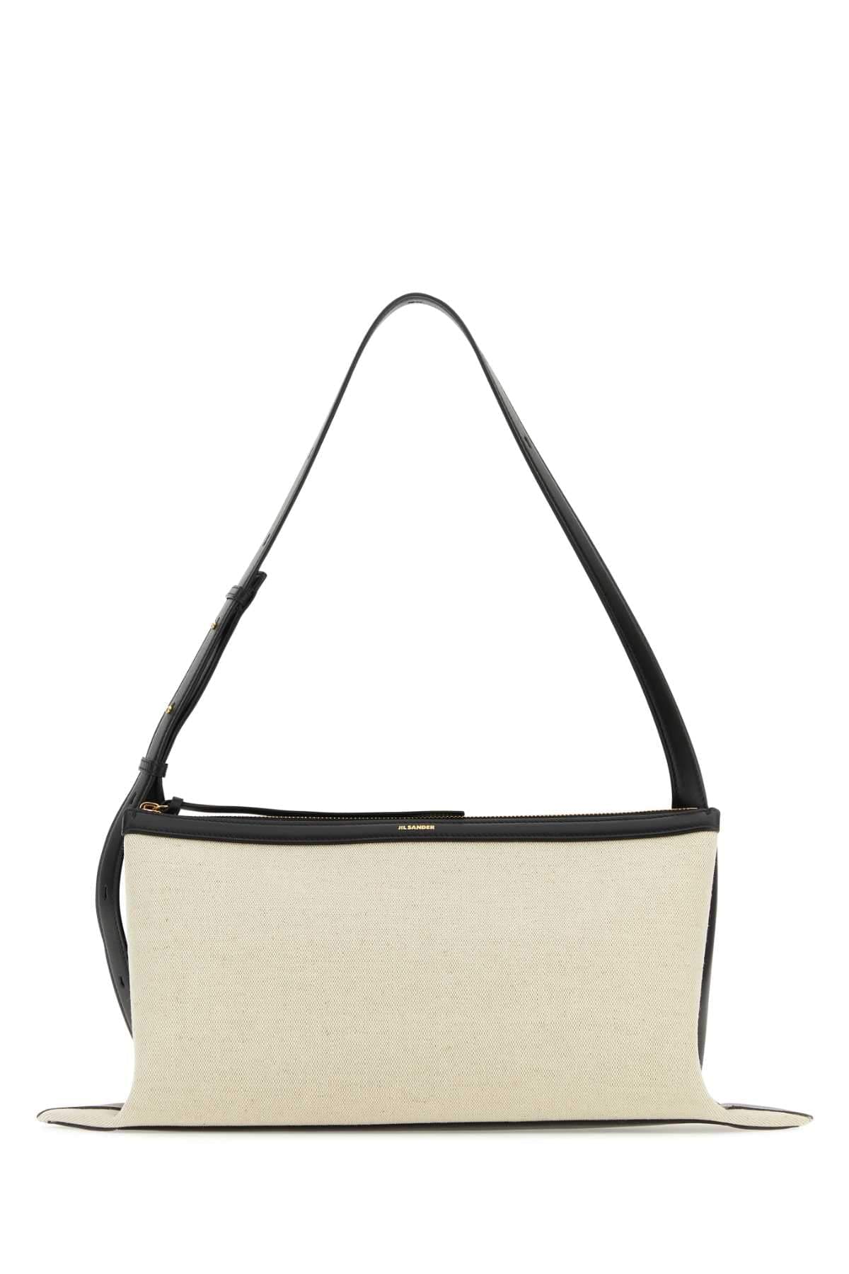 Jil Sander Women Two-Tone Canvas And Leather Medium Empire Shoulder Bag DestGlow