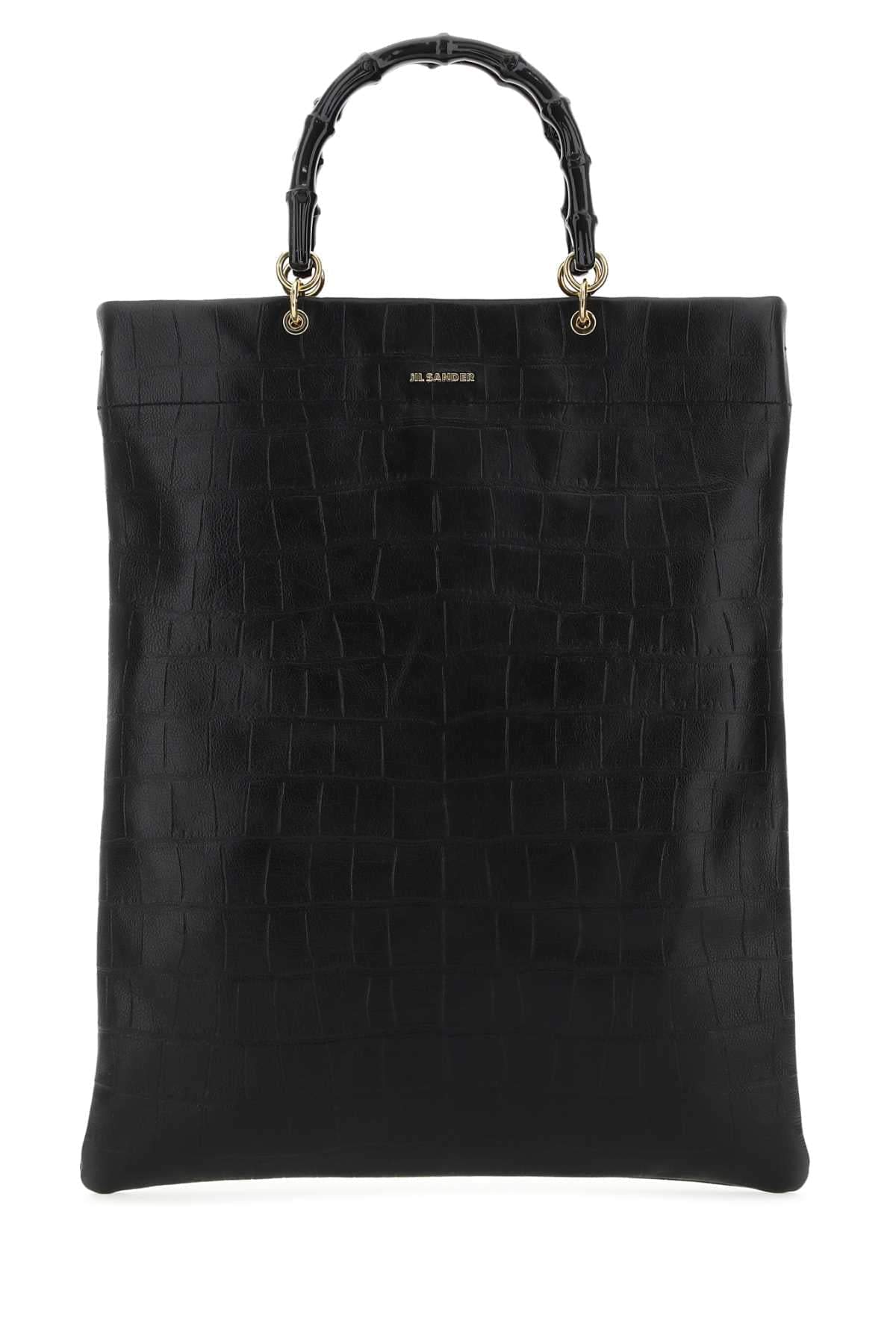 Jil Sander Women Black Leather Medium Shopping Bag DestGlow