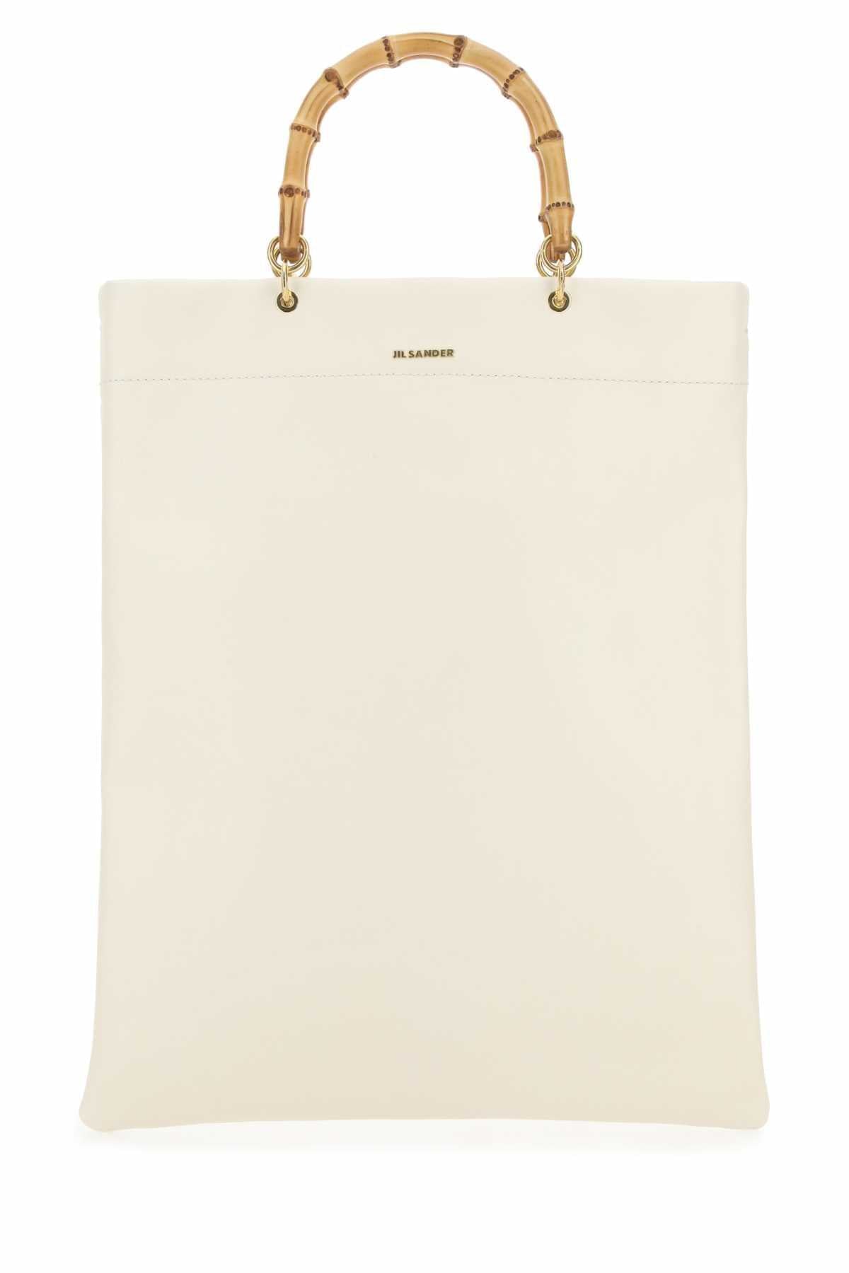 Jil Sander Women Ivory Leather Medium Shopping Bag DestGlow