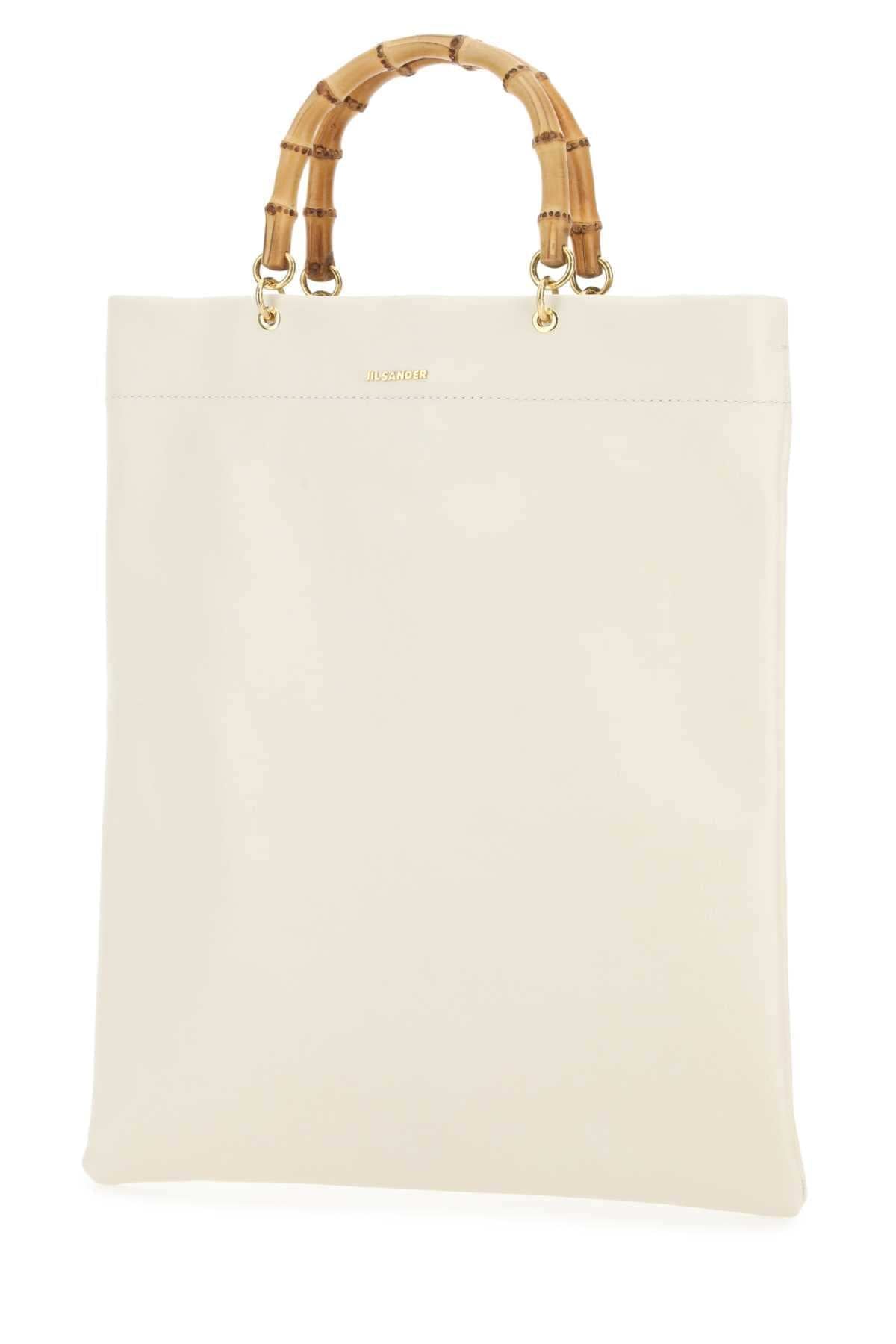Jil Sander Women Ivory Leather Medium Shopping Bag DestGlow